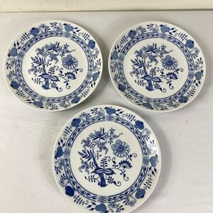Blue and White Porcelain Dinnerware Set with Floral Motifs Czechoslovakia 3 Plat